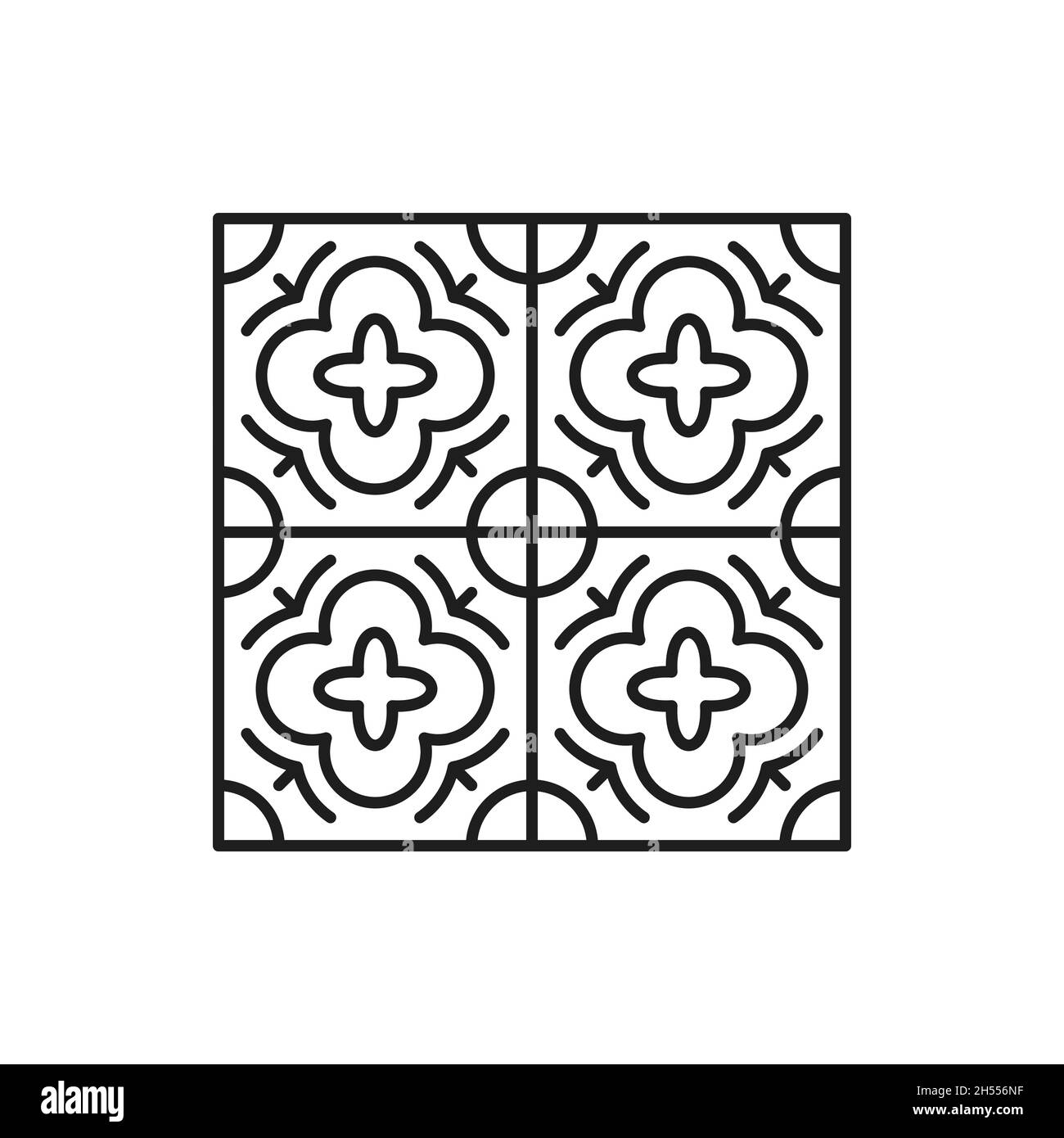 Azulejo Bodenfliesen isoliert abstrakt geometrischen Hintergrund. Vektor mediterranes Muster, portugiesische Bodenfliesen Azulejo Design, Zement talavera Mosaik Stock Vektor