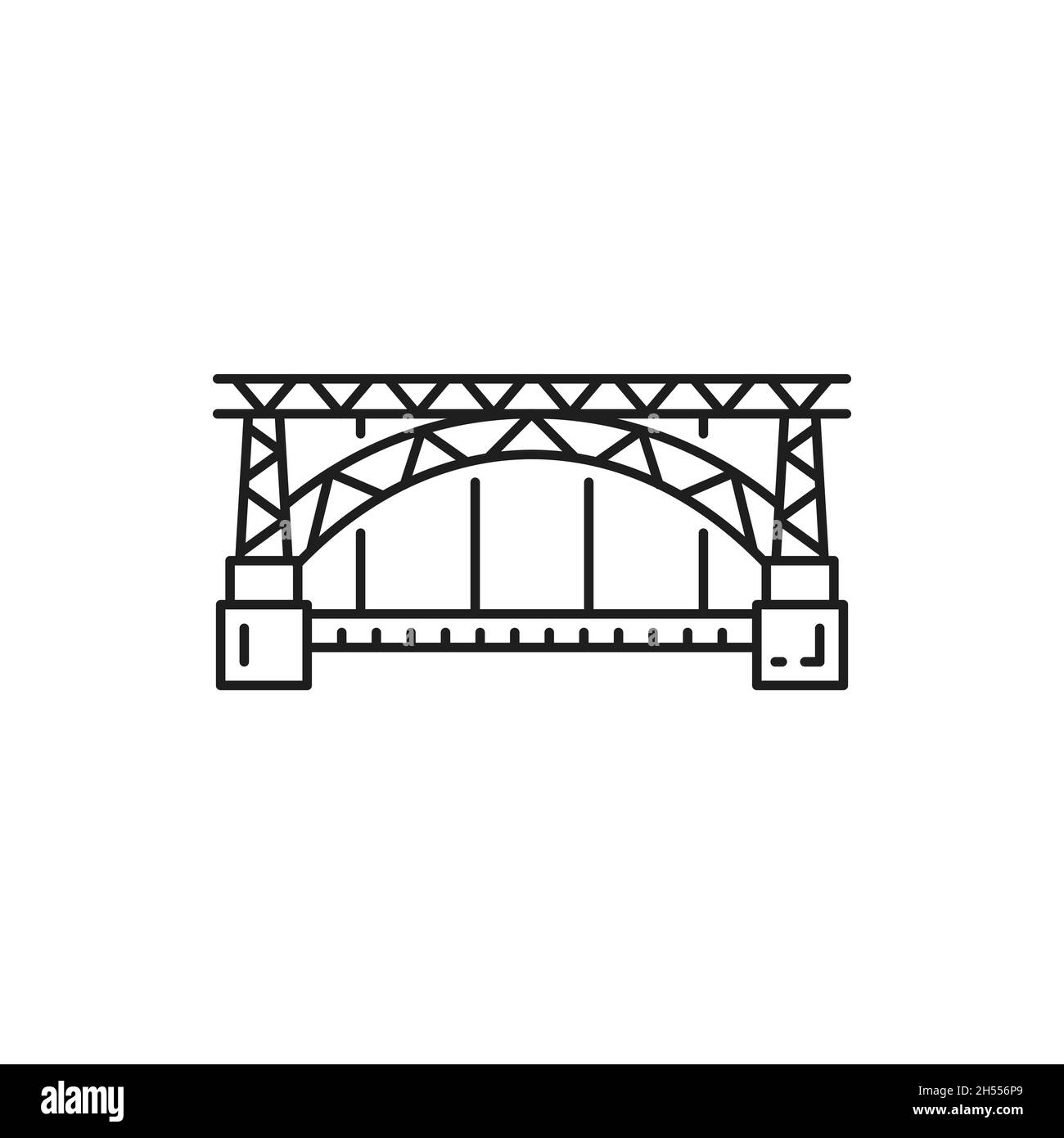 Porto Brücke über Portugal Douro Fluss isoliert dünne Linie Symbol. Vektor Portugiesisches Wahrzeichen, traditioneller historischer Ort von Interesse, berühmte Sehenswürdigkeiten Stock Vektor