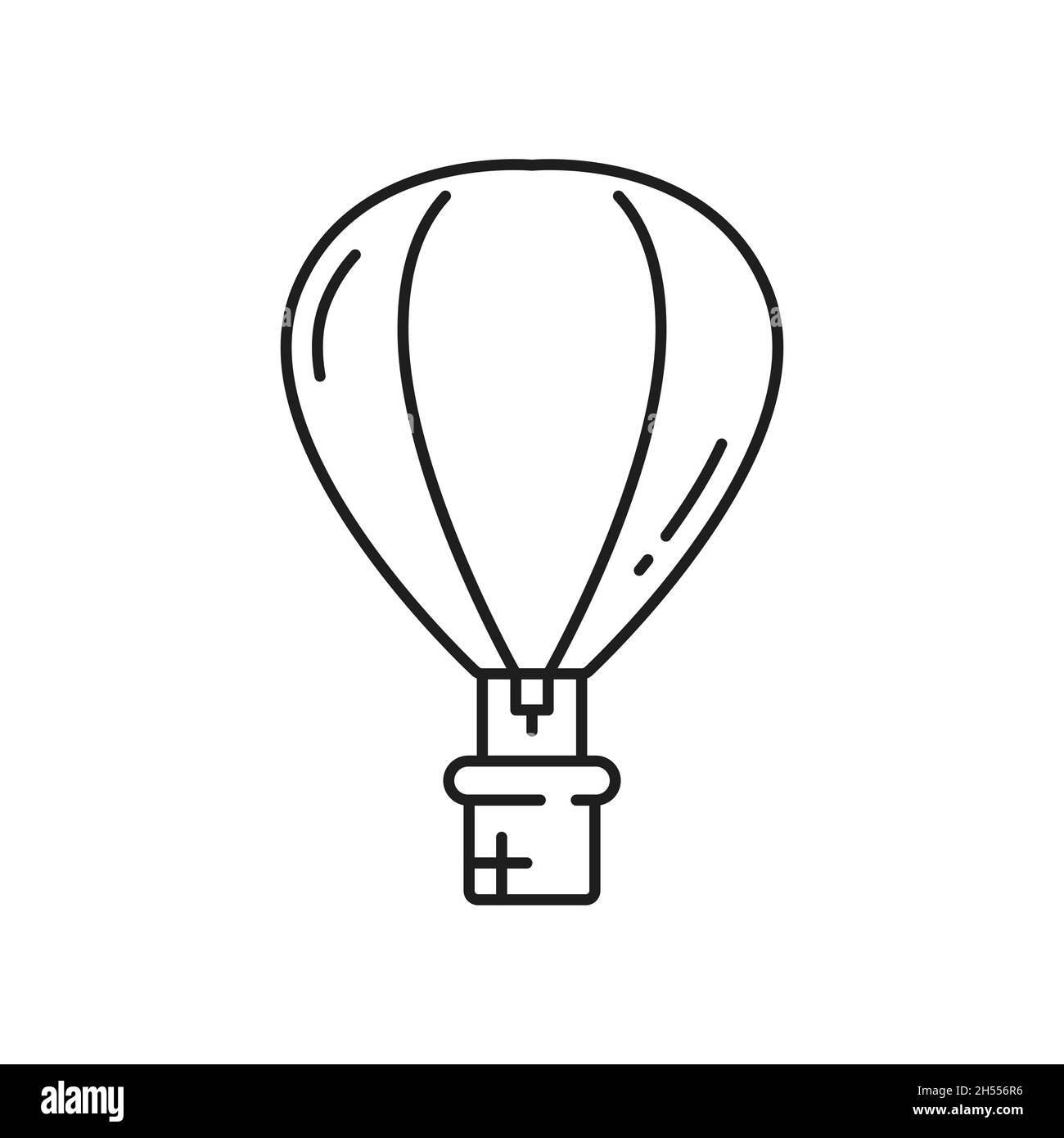 Heißluftballons oder durch Aerostat isoliertes Symbol für dünne Linien. Vektor Schweiz Unabhängigkeitstag patriotischer Ballon mit Schweizer Flagge. Alles gute zum Nationalfeiertag Stock Vektor