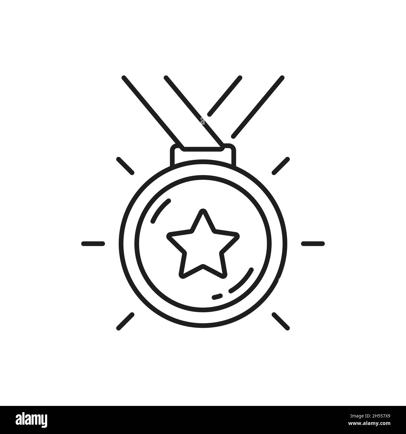 Sieger Medaillenschild, Ranking Stern isoliert Umriss Symbol. Vector Achievement in Business Award, Meisterschaft Belohnung Preis. Führungs- und Statusquote, sp Stock Vektor