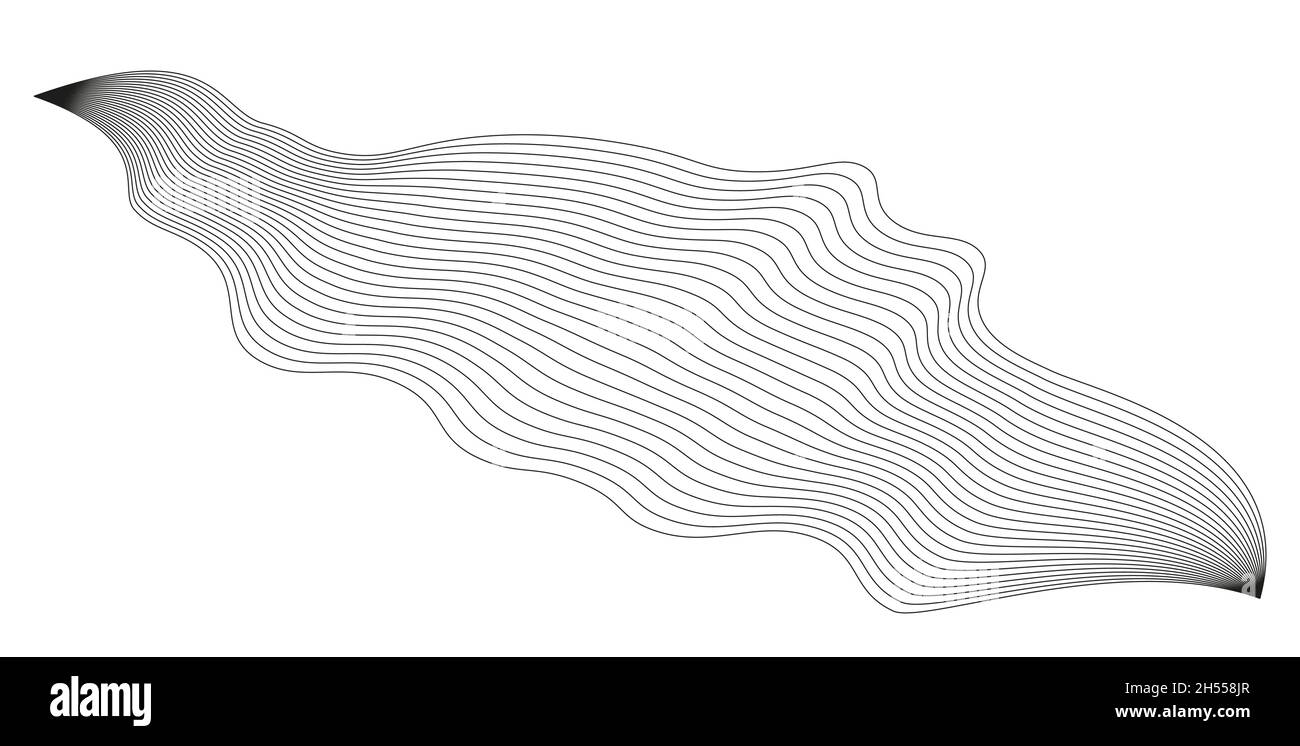 Gewellte abstrakte Streifen. Gekrümmte Linienvektorelemente für das Musikdesign. Digitaler Sound-Equalizer. Stock Vektor