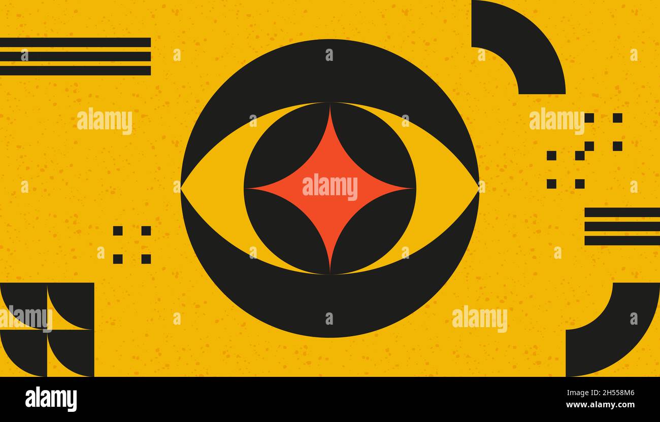 Bauhaus geometrisches Design mit Augen-Elementen. Primitive moderne Formen und Formen. Vector Innenposter, Cover, Banner. Stock Vektor