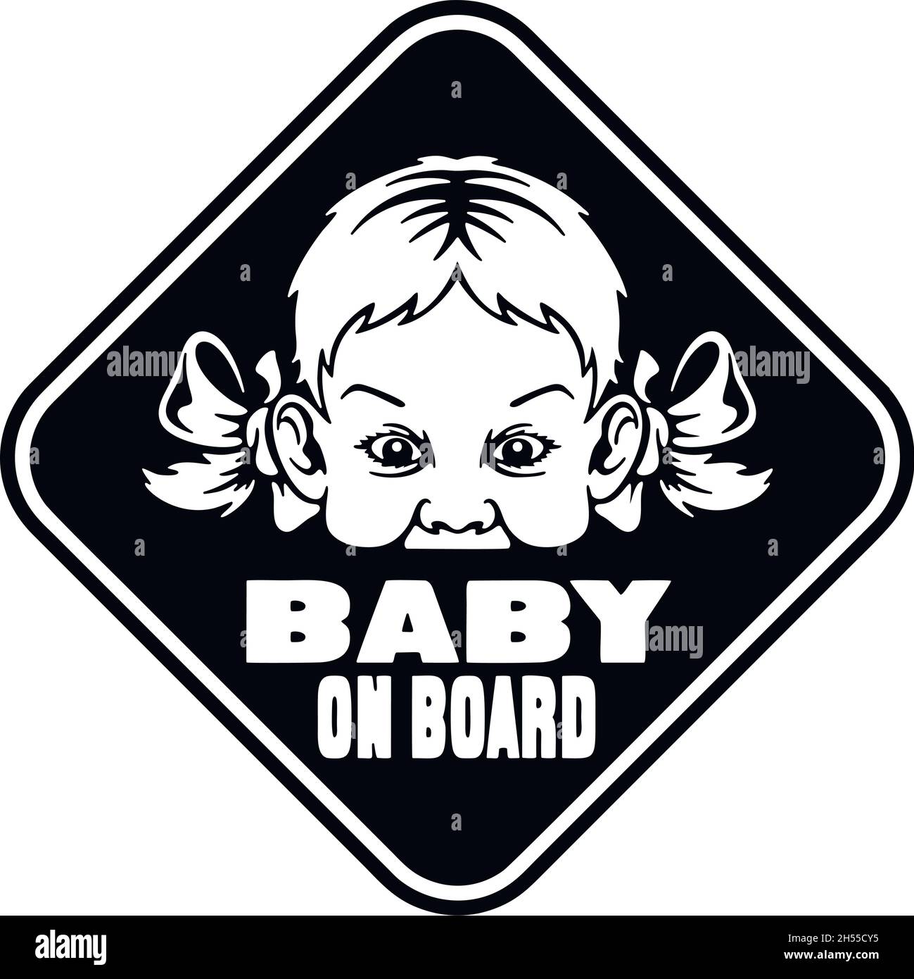 Baby an Bord - Aufkleber für Auto isoliert auf weiß