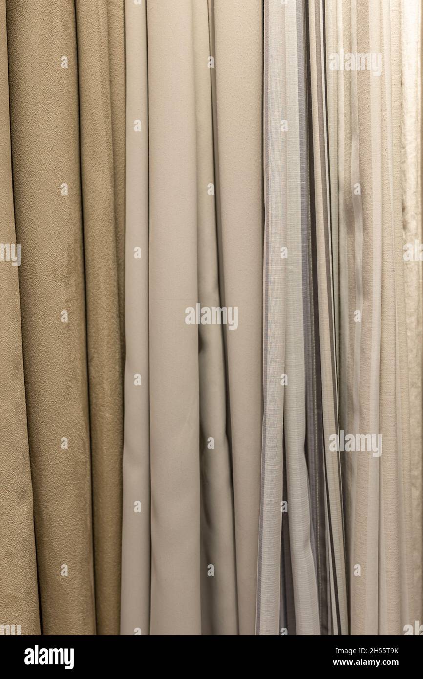Set aus pastellfarbenen dichten Stoffen mit einheitlicher Textur. Stockfoto