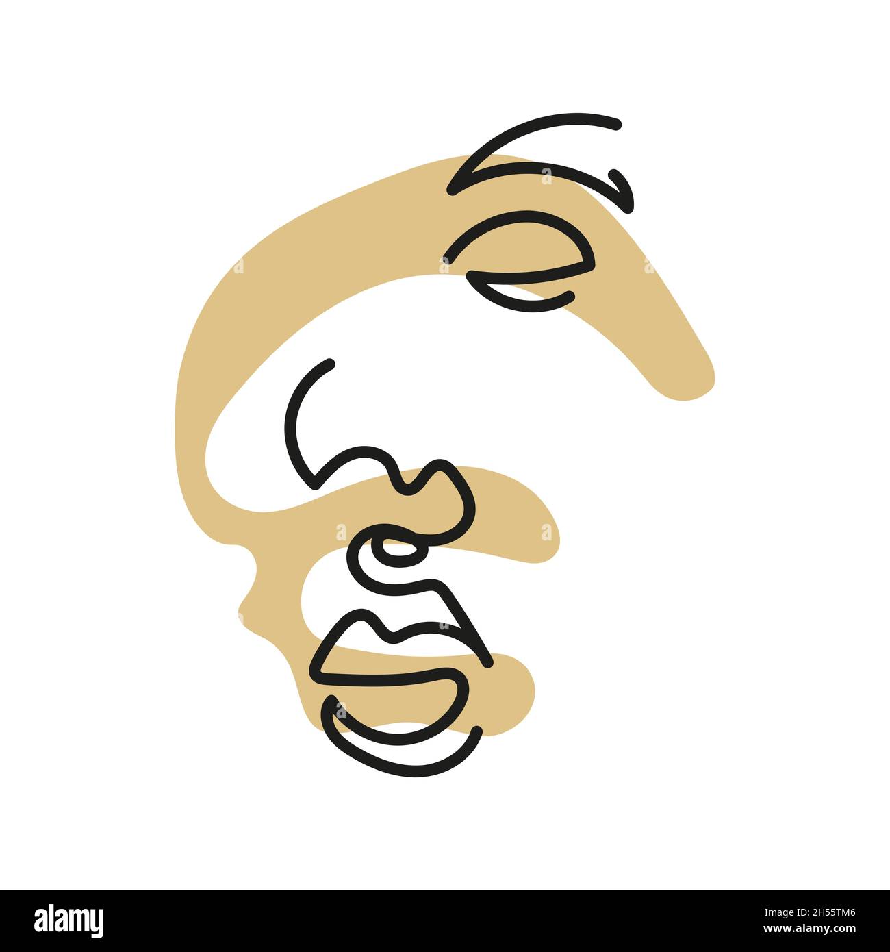 Minimalistisches elegantes Konzept mit Gesicht und abstrakter Form sind isoliert. Stock Vektor