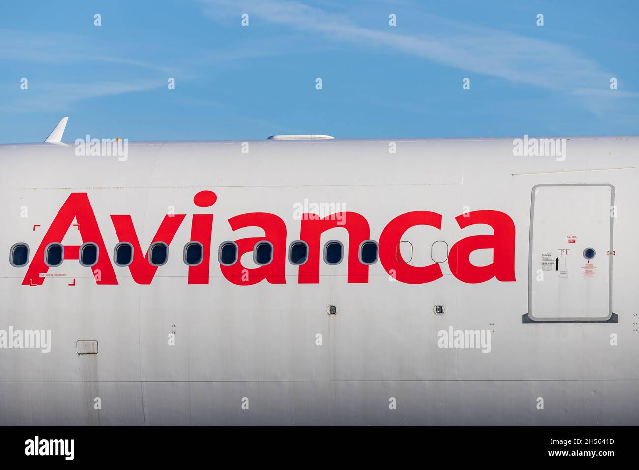 Avianca-Titel auf dem Airbus A330-300 Stockfoto