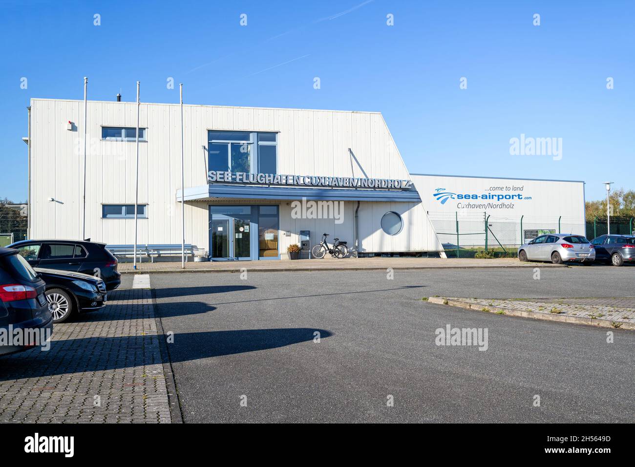 Terminalgebäude des See-Flughafen Cuxhaven/Nordholz Stockfoto