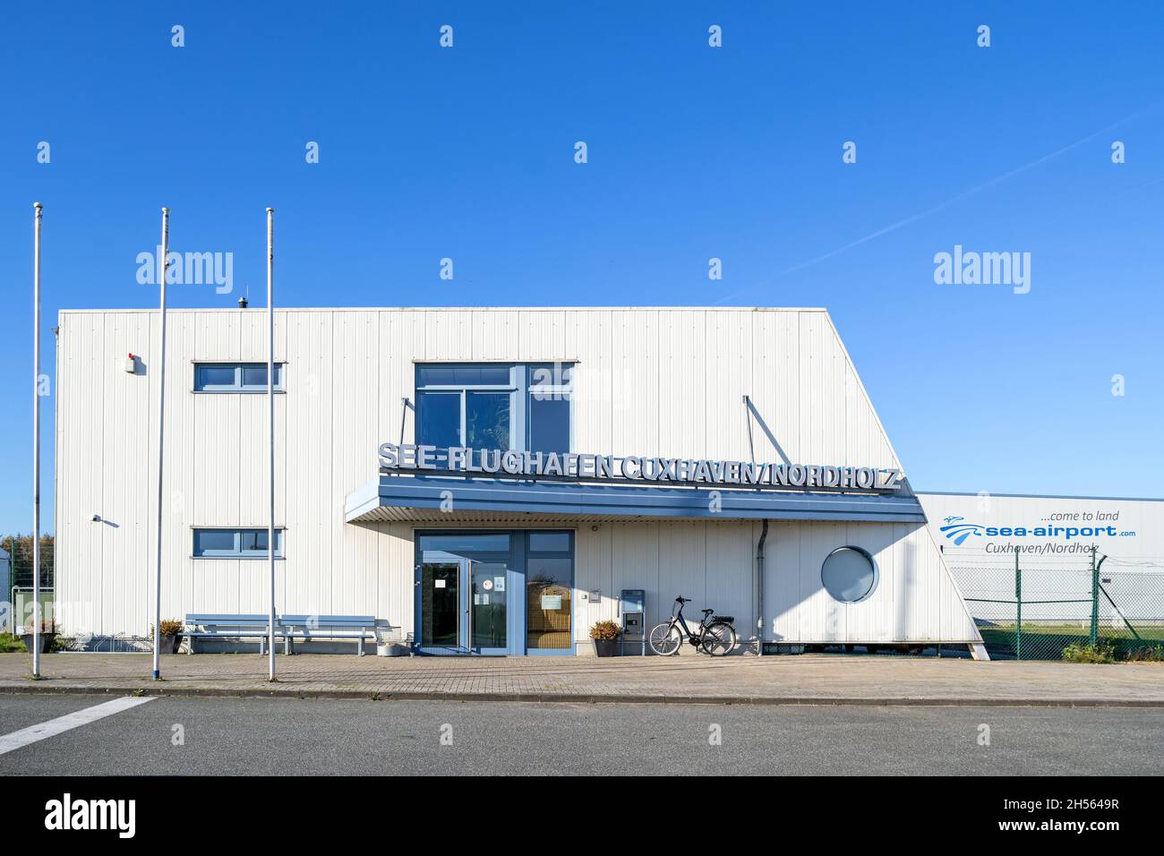 Terminalgebäude des See-Flughafen Cuxhaven/Nordholz Stockfoto