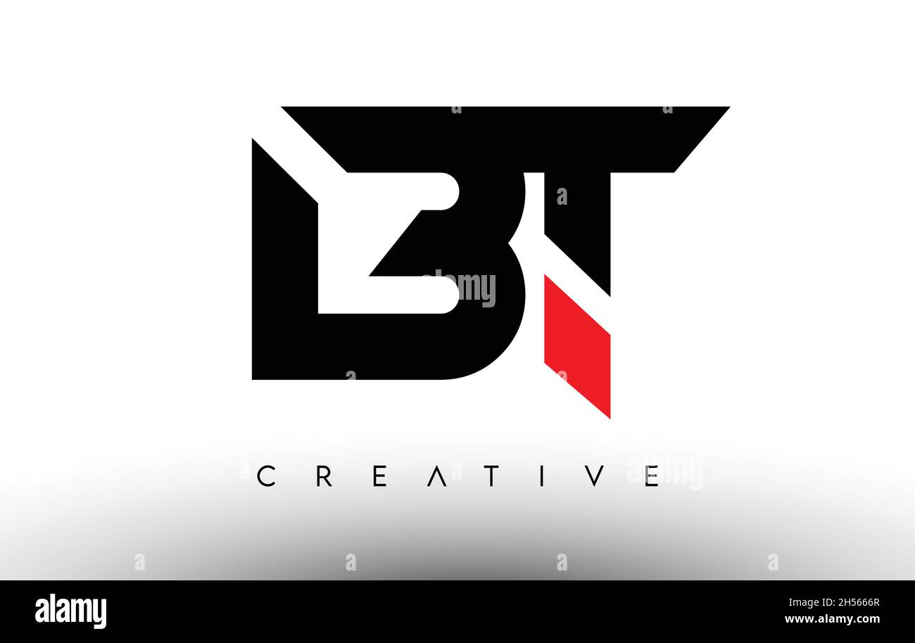 BT Kreatives modernes Logo-Design mit Buchstaben. BT Icon Letters Logo Vektor Illustration mit Schwarz und Rot Farben Stock Vektor