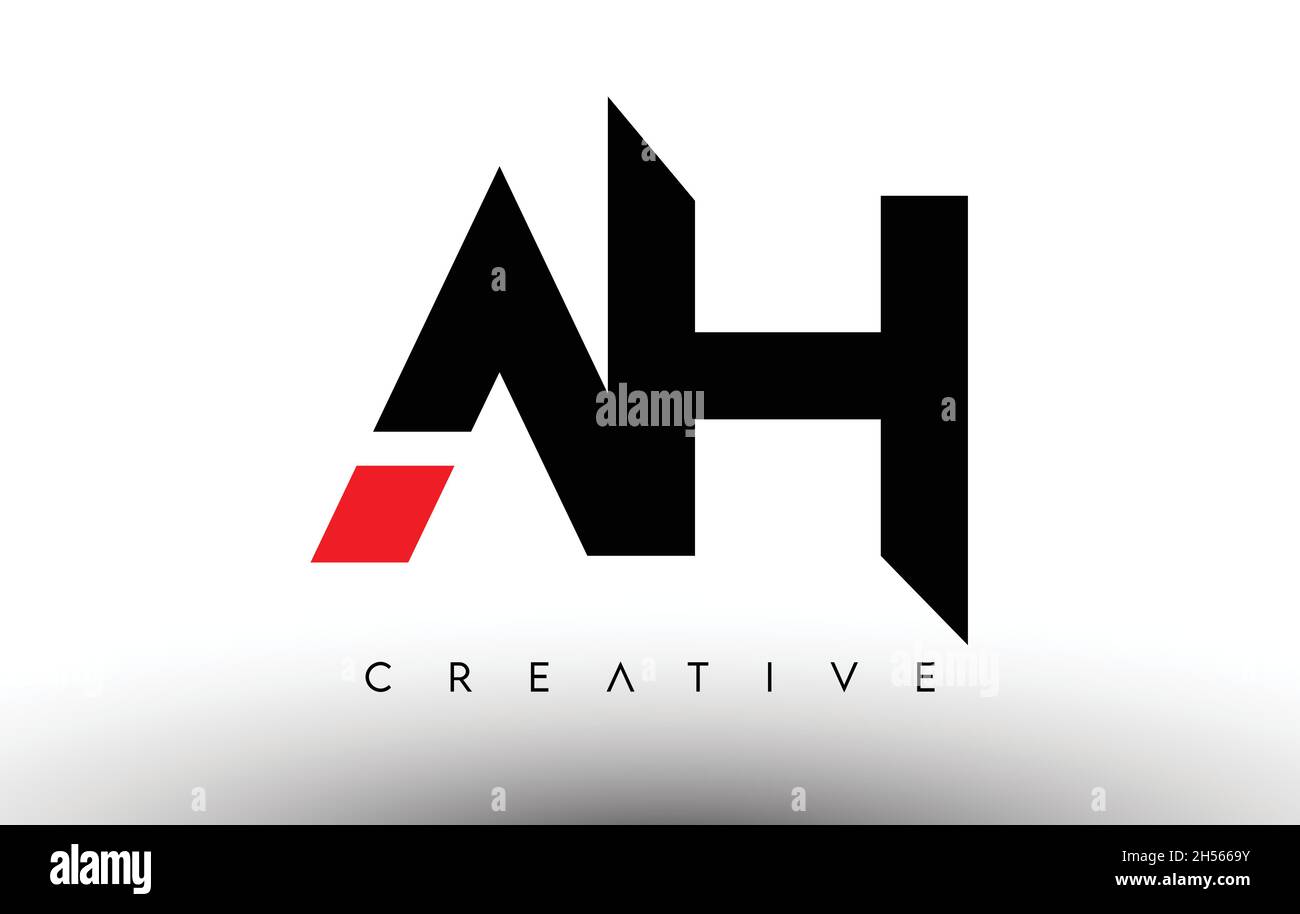 AH Kreatives modernes Logo-Design mit Buchstaben. AH Icon Letters Logo Vektor Illustration mit Schwarz und Rot Farben Stock Vektor