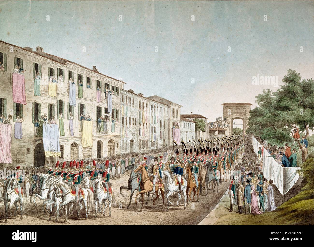 'Einmarsch der österreichischen Truppen in Mailand, 28/04/1814' Stockfoto