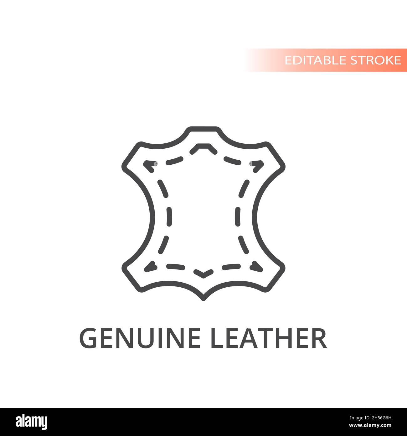 Symbol für Linienvektoren aus echtem Leder. Kontur, bearbeitbare Kontur. Stock Vektor
