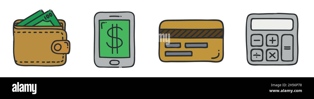 Business and Finance Icons Collection. Isoliert auf Weiß Stock Vektor