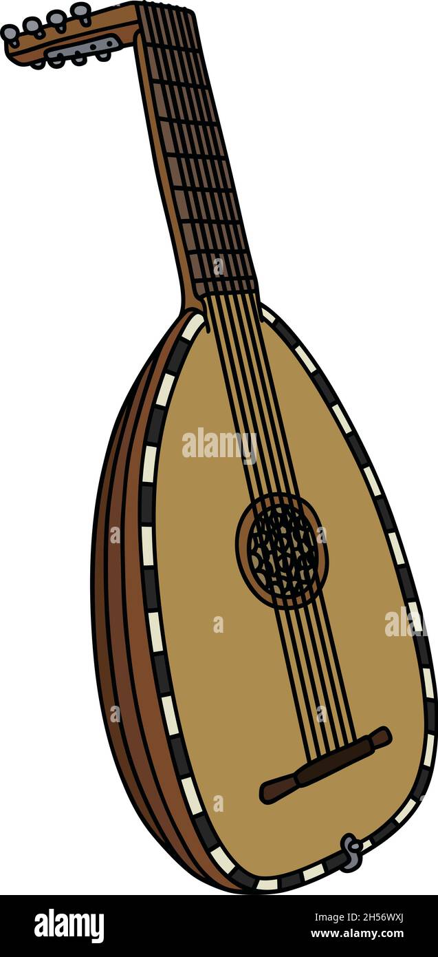 Handzeichnung einer historischen Laute Stock Vektor
