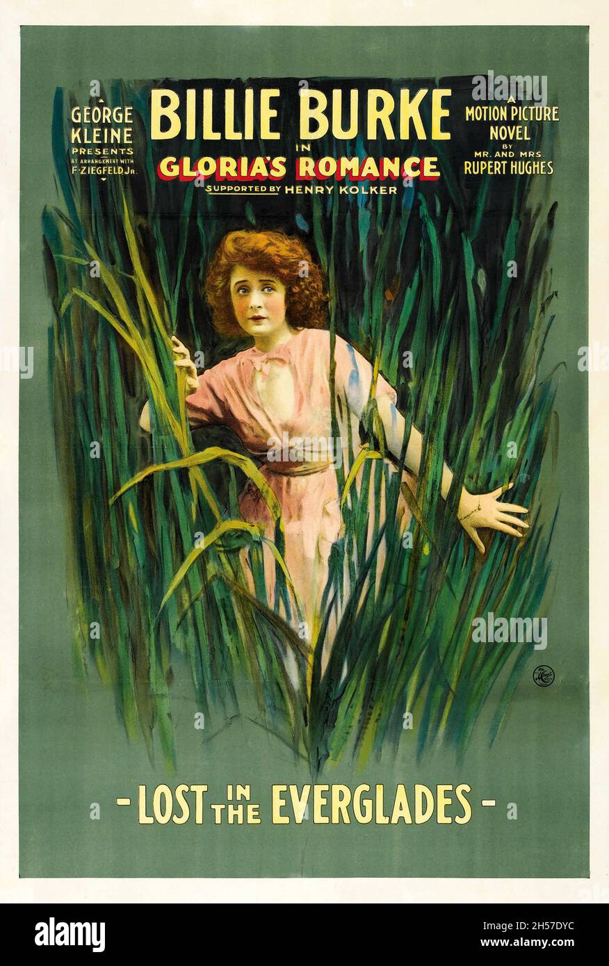 Gloria's Romance (K-E-S-E Service, 1916) Lost in the Everglades - Old and vintage Movie Poster. George Kleine, Billie Burke, Henry Kolker. Stockfoto
