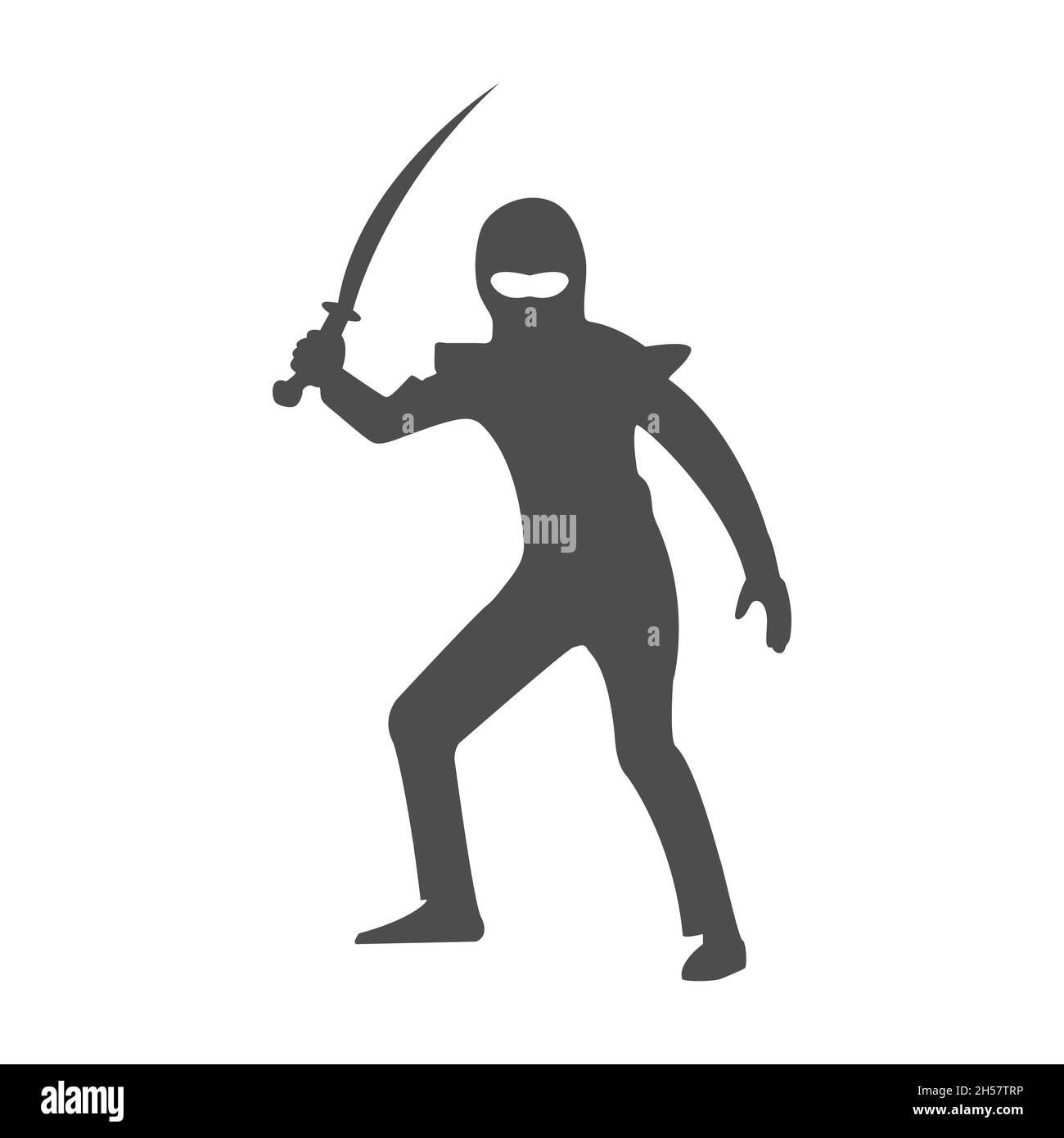 Silhouette eines Ninjas mit einem Schwert. Einfache Vektorgrafik. Flacher Stil Stock Vektor