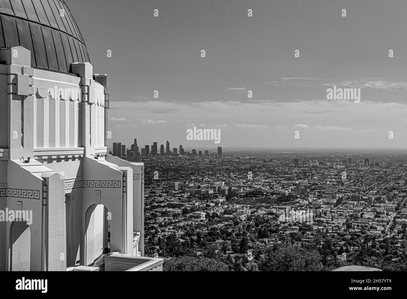 Panoramablick von der Innenstadt von Los Angeles vom Griffith Observatory, USA Stockfoto