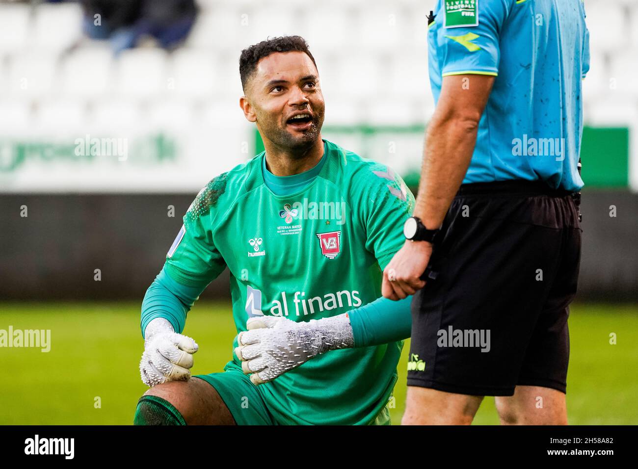 Vejle, Dänemark. November 2021. Torwart Sten Grytebust (13) von Vejle Boldklub, der während des 3F Superliga-Matches zwischen Vejle Boldklub und Soenderjyske im Vejle Stadion in Vejle gesehen wurde. (Foto: Gonzales Photo/Alamy Live News Stockfoto