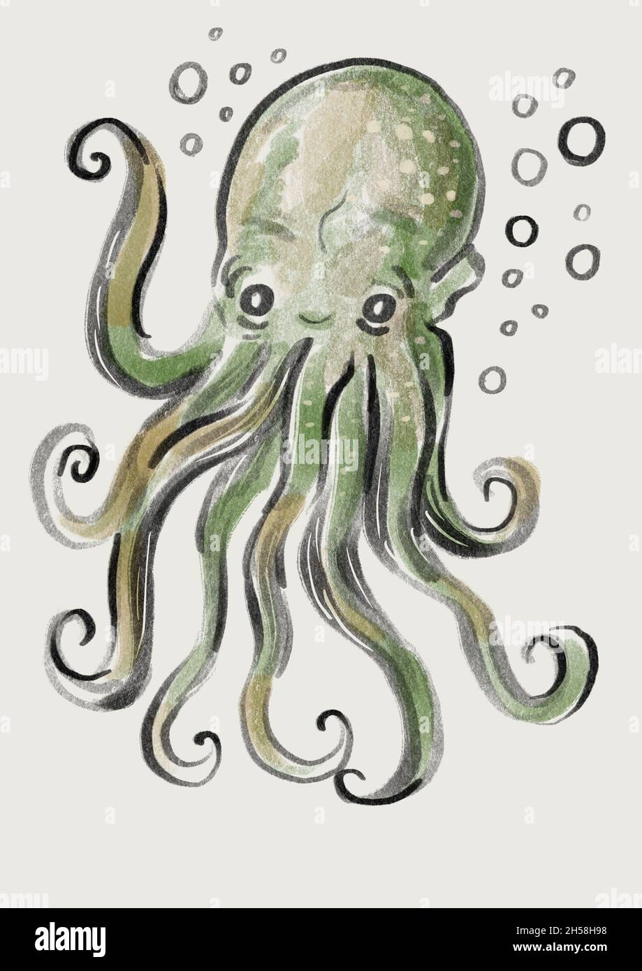 octopus Sea Life Illustration Stockfoto