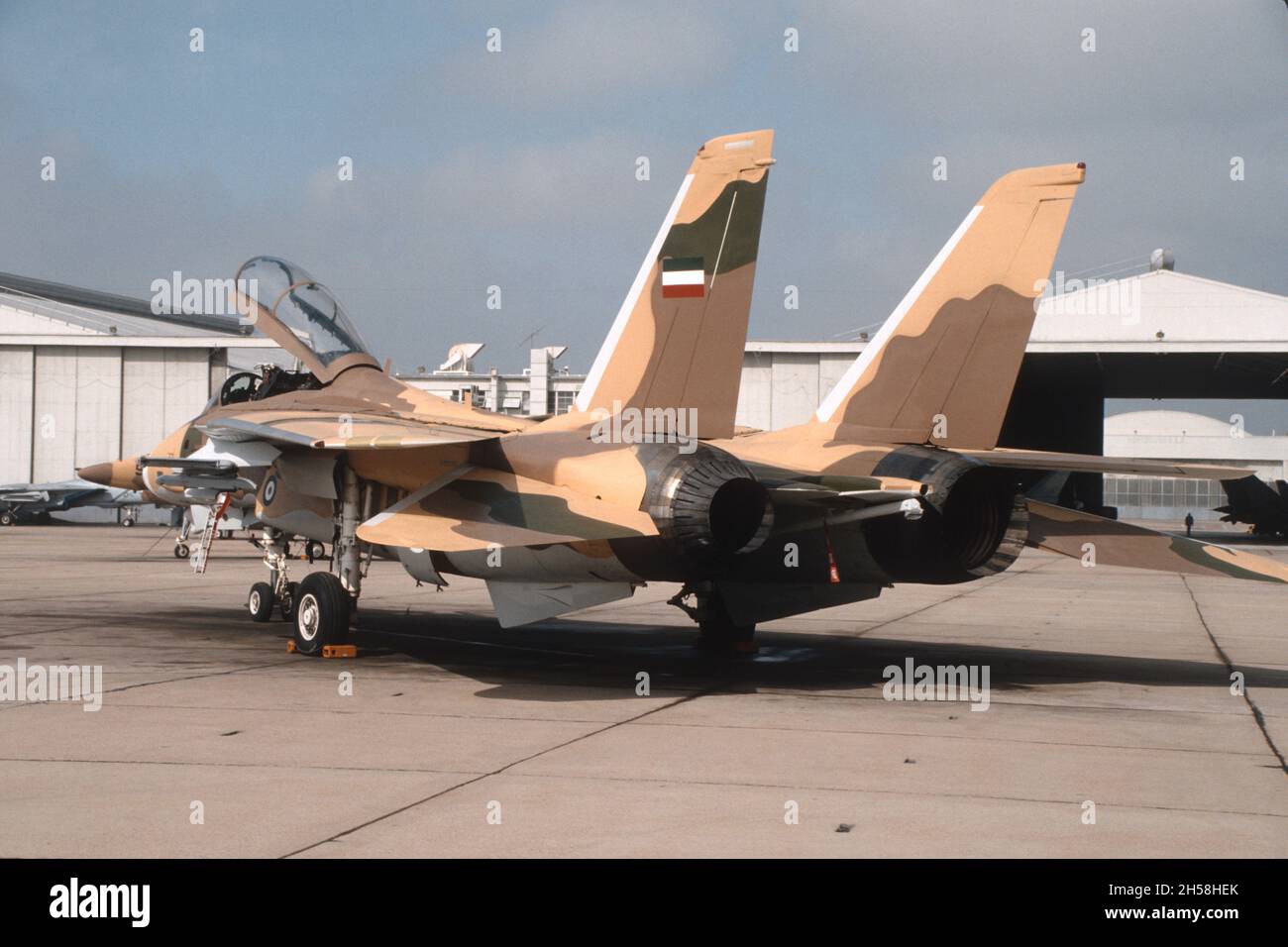F-14 mit iranischen Markierungen auf der statischen Linie der Top Gun bei NAS Miramar, San Diego, Kalifornien. Dies war die F-14 von 80th, die in den Iran geschickt werden sollte. Stockfoto