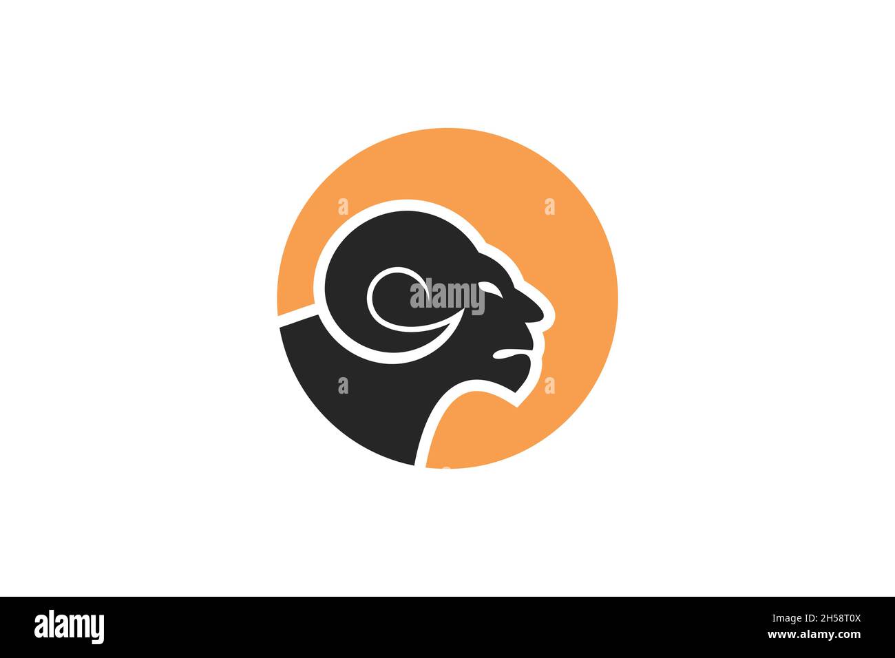 Flaches Design mit RAM-Kopf-Logo. Stock Vektor