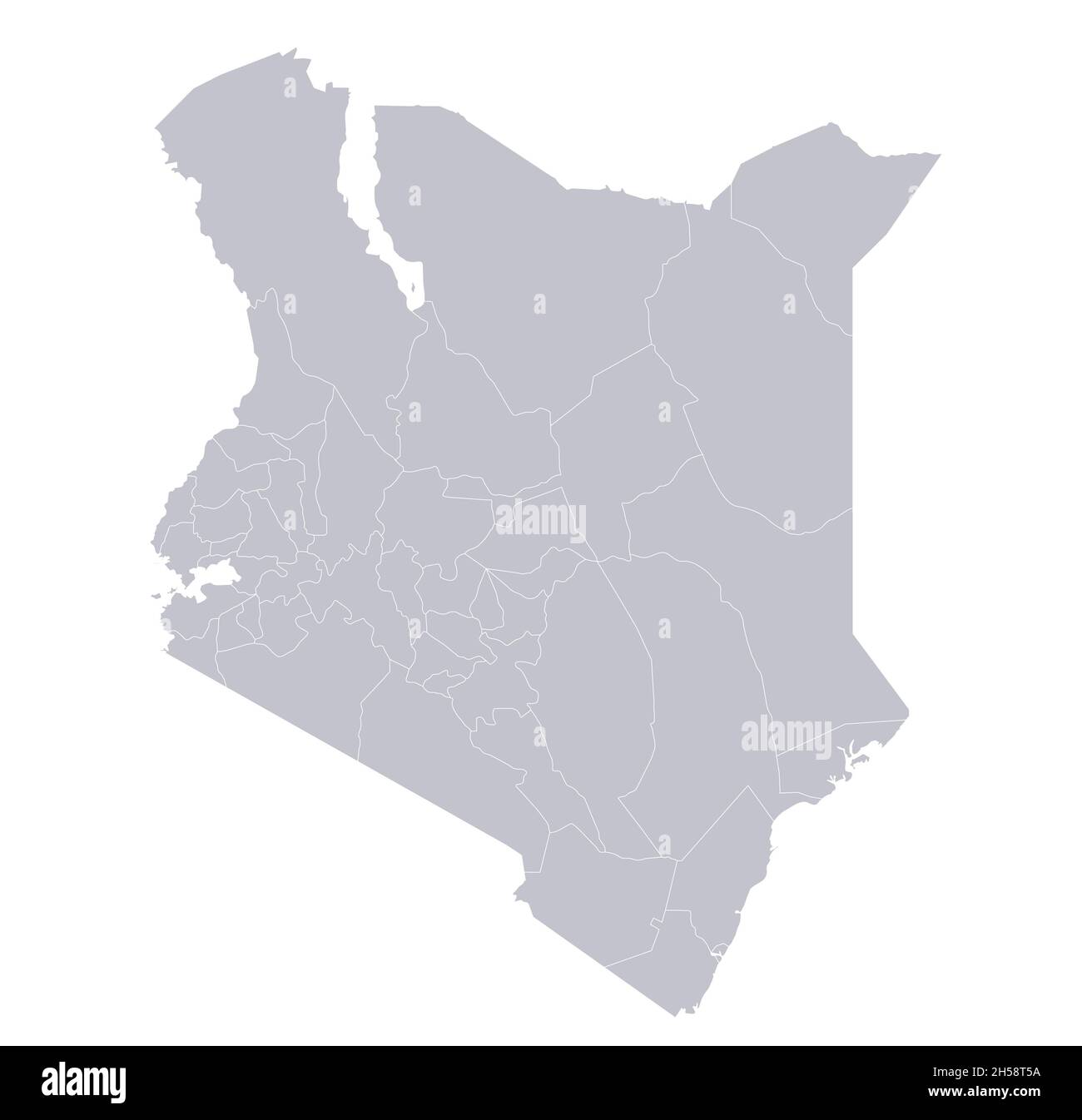 Infografiken der Kenya-Karte, einzelne Regionen, leer Stockfoto