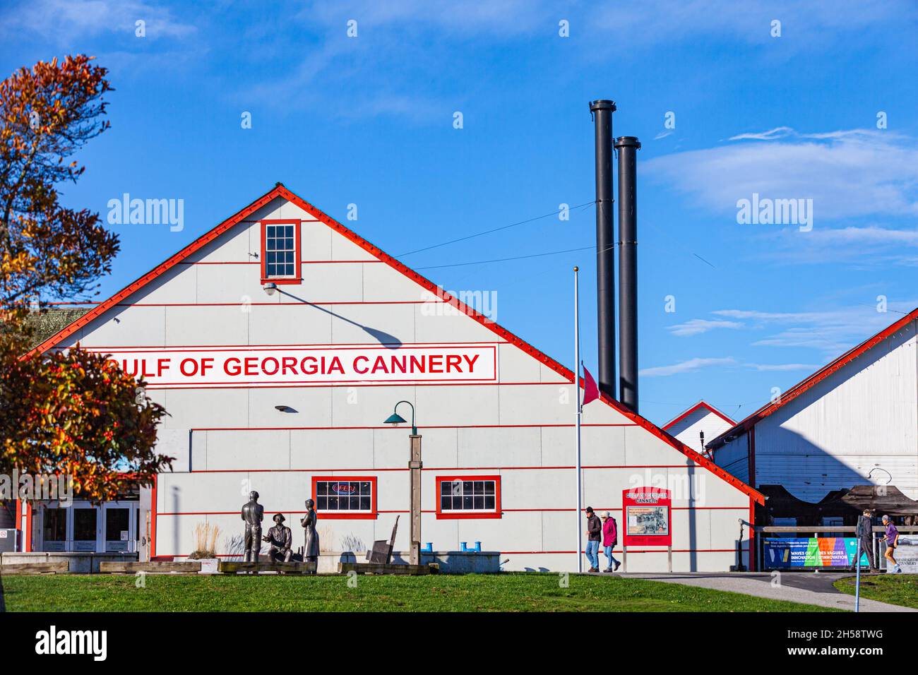 Frontansicht der Cannery des Golfs von Georgia in Steveston British Columbia Kanada Stockfoto