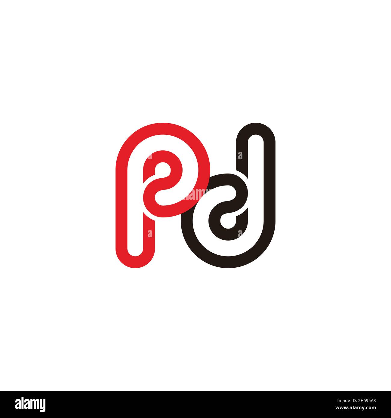 Buchstabe pd einfache Kurven geometrische niedlich Logo Vektor Stock Vektor