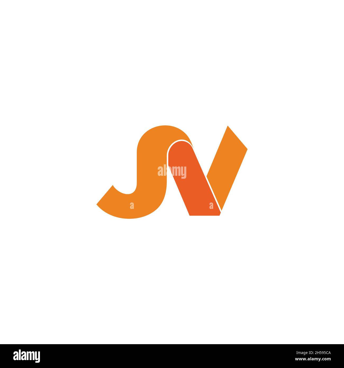 Buchstaben jv verknüpft 3d Flachband Logo Vektor Stock Vektor