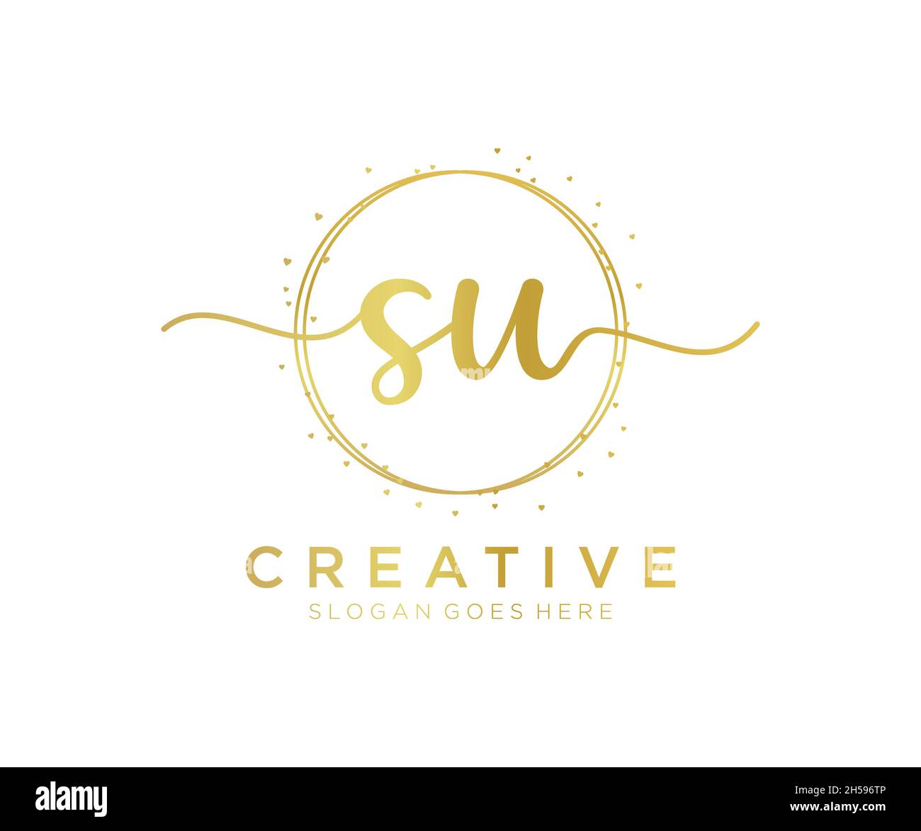 SU feminines Logo. Verwendbar für Natur, Salon, Spa, Kosmetik und Beauty Logos. Flaches Vektor-Logo-Design-Template-Element. Stock Vektor