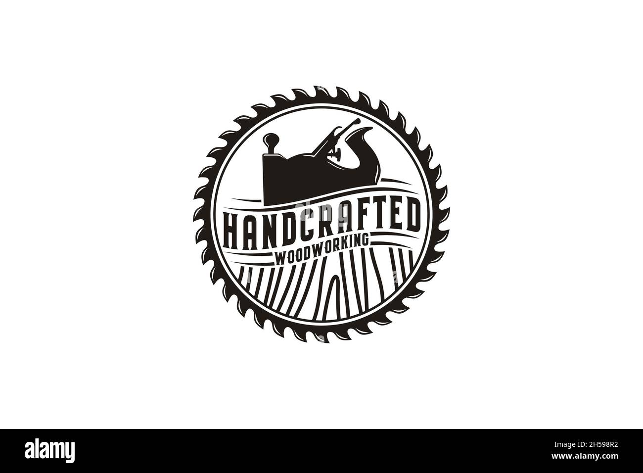 Retro Vintage Holzbearbeitung Logo-Design mit Vorebene / Jack Ebene Vektor Stock Vektor