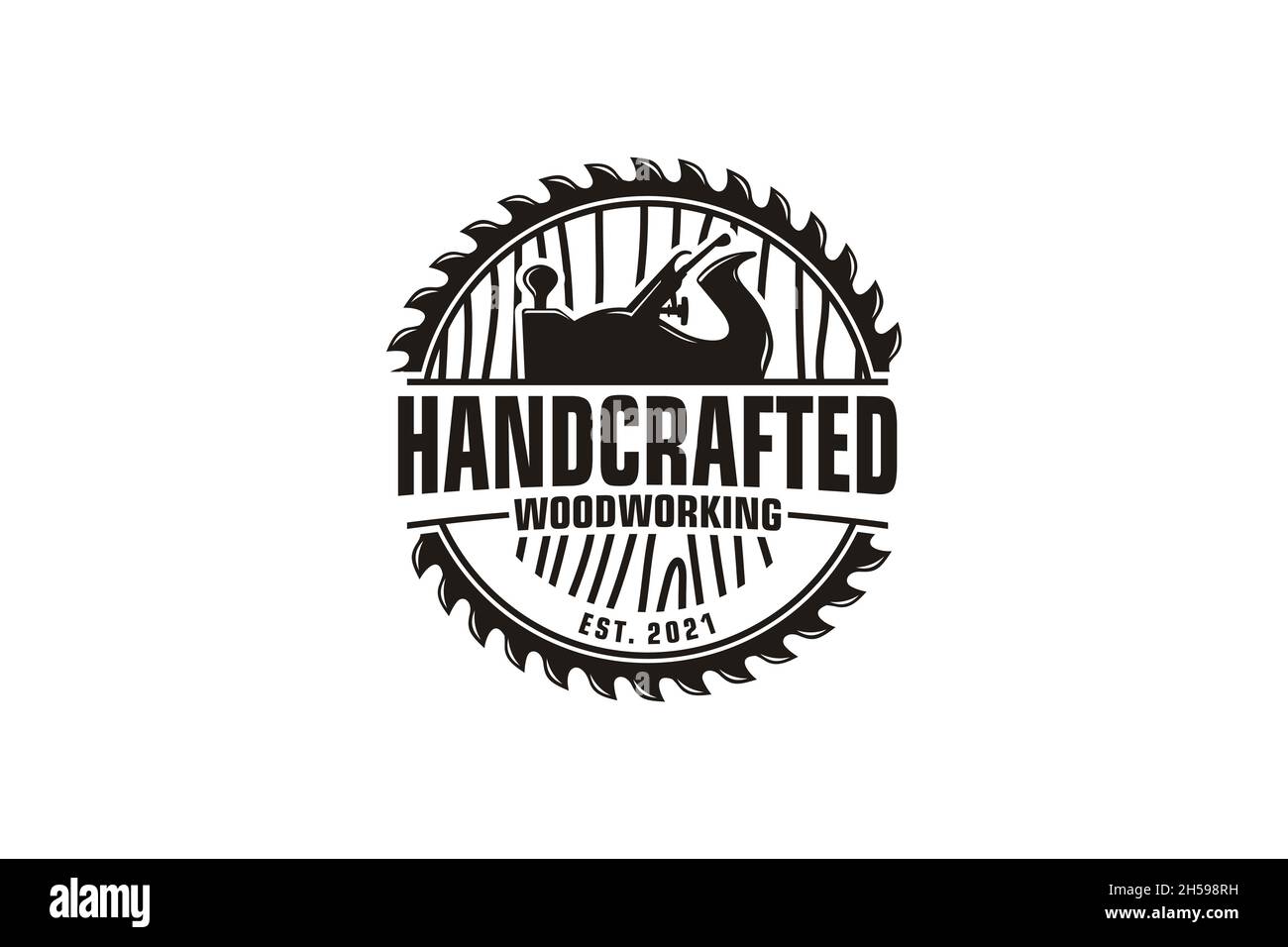 Retro Vintage Holzbearbeitung Logo-Design mit Vorebene / Jack Ebene Vektor Stock Vektor