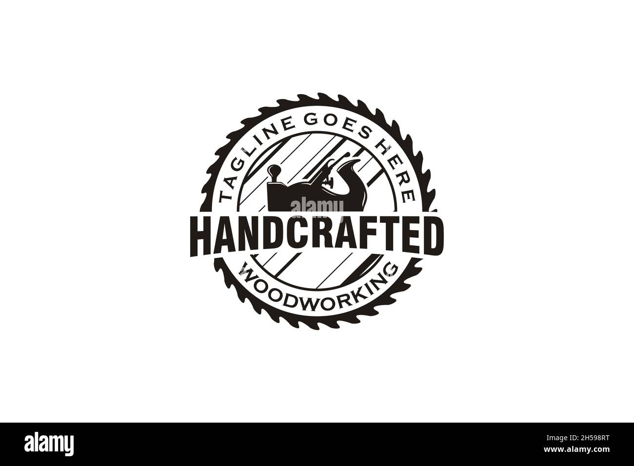 Retro Vintage Holzbearbeitung Logo-Design mit Vorebene / Jack Ebene Vektor Stock Vektor