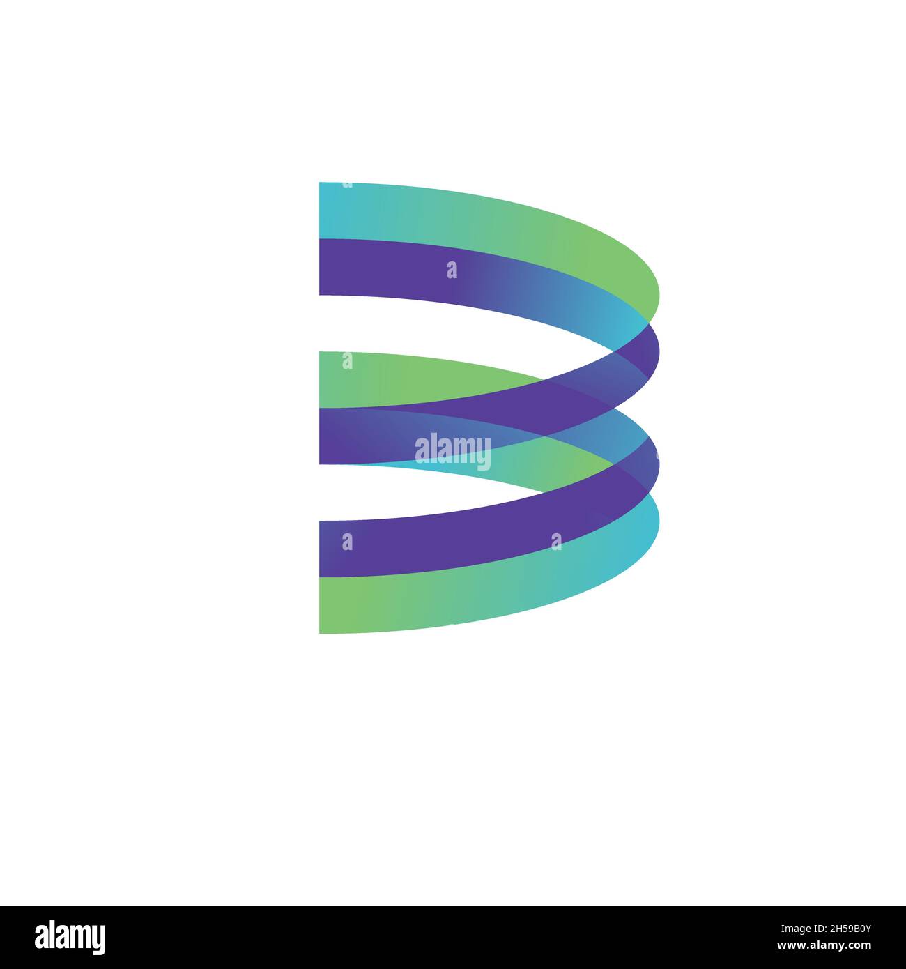 Buchstabe b Farbe halb ovale Formen Vektor-Logo-Illustration Stock Vektor