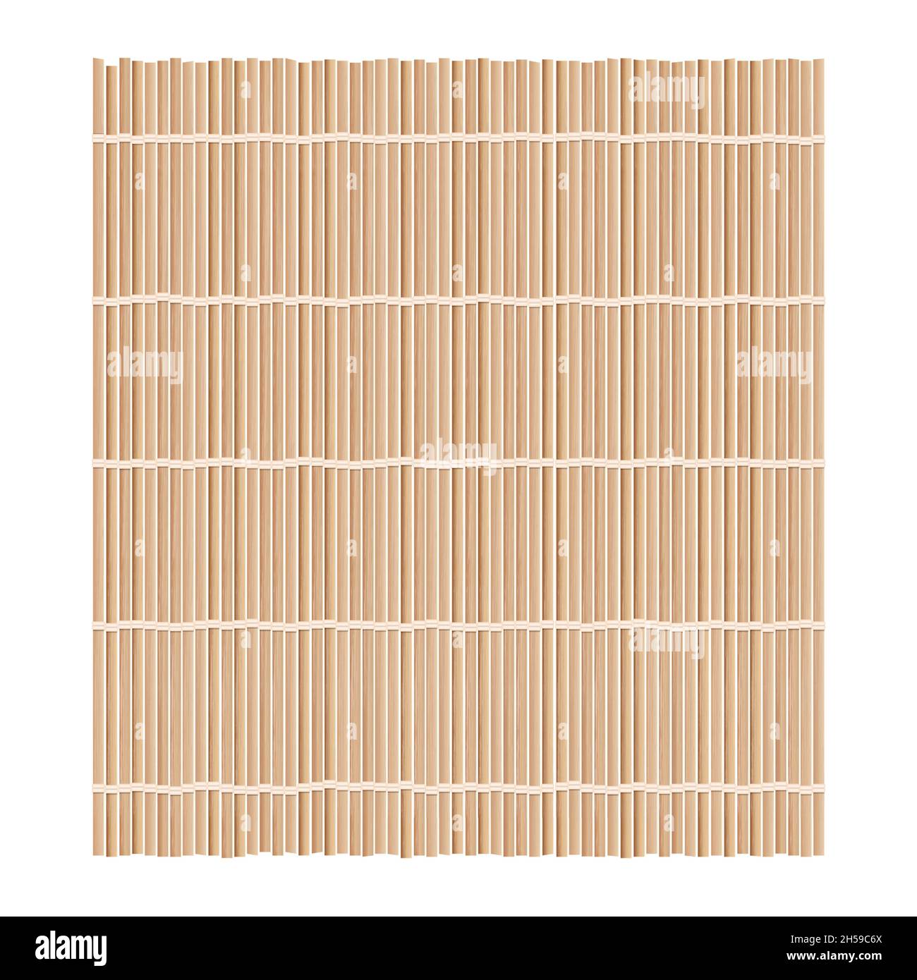 Bambusmatte Hintergrund für die Herstellung von Sushi. Draufsicht. Realistische Textur Makisu oder Vorhang. Vektorgrafik. Stock Vektor