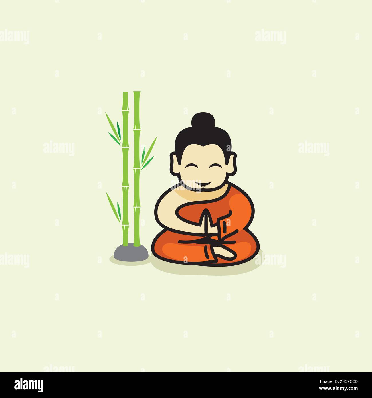 Logo eines buddha, der Entspannung tut, im Cartoonistenstil. Stock Vektor