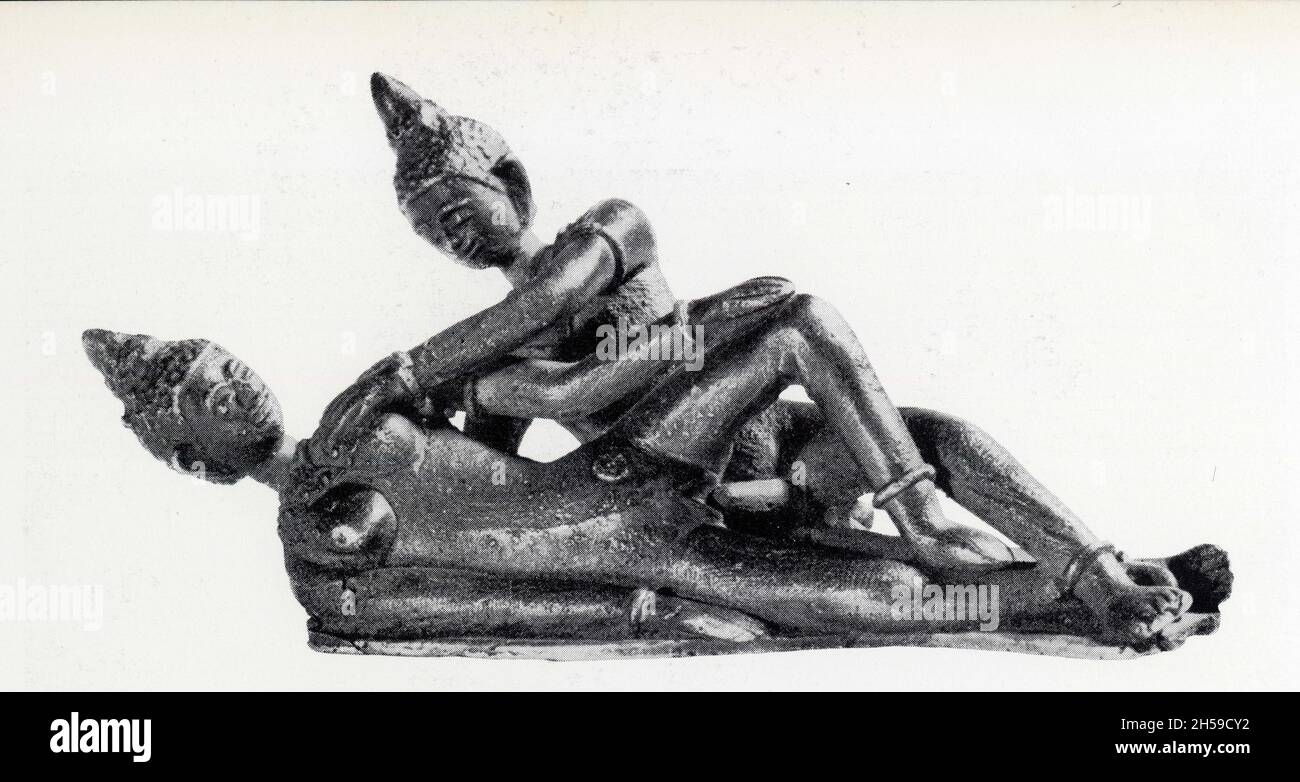 L'approche.Skulptur indochinoise.Cuivre.XIXe siècle Stockfoto