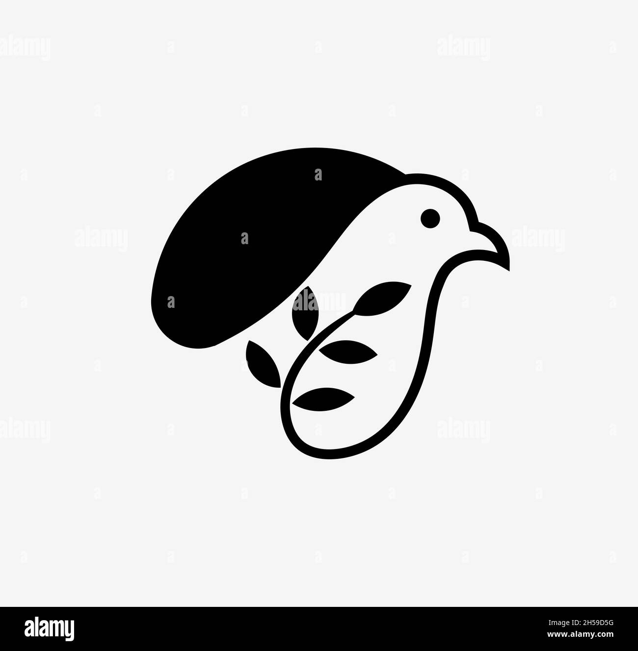 Illustration eines Vogel- und Blattlogo-Vektorkonzepts Stock Vektor