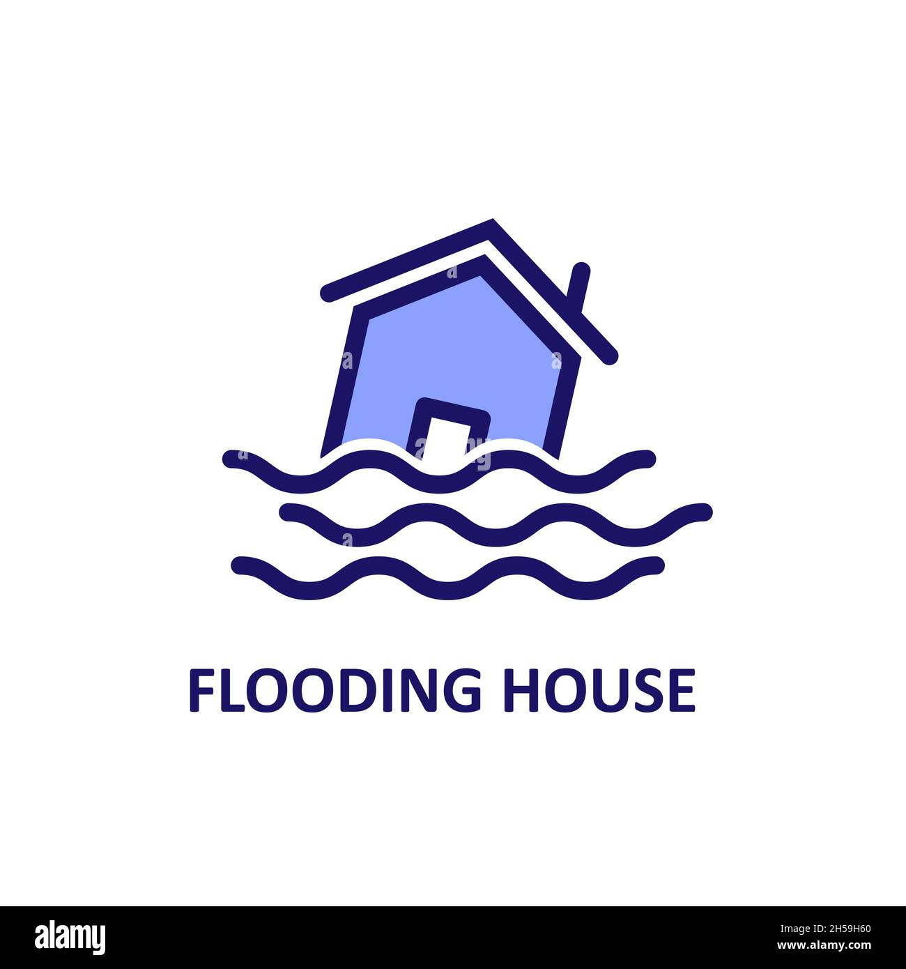 Grafik-Vektorgrafik für das Symbol „Überschwemmung“ auf weißem Hintergrund Stock Vektor