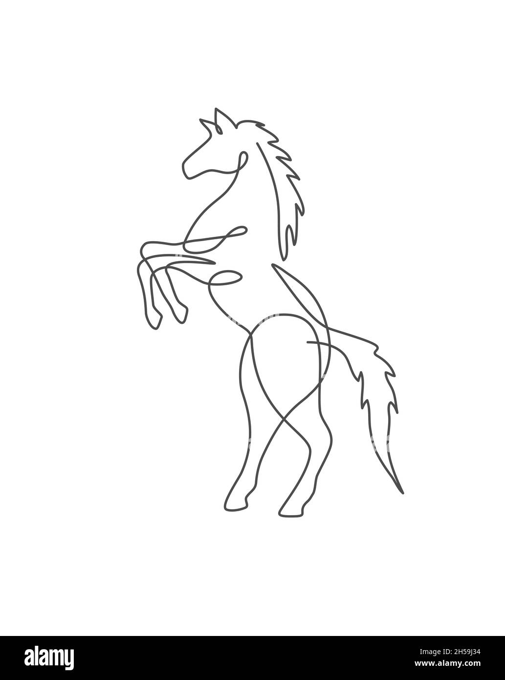 Eine kontinuierliche Linienzeichnung von Pferd, dynamische Einzellinie zeichnen Grafik Design Vektor Illustration Stock Vektor