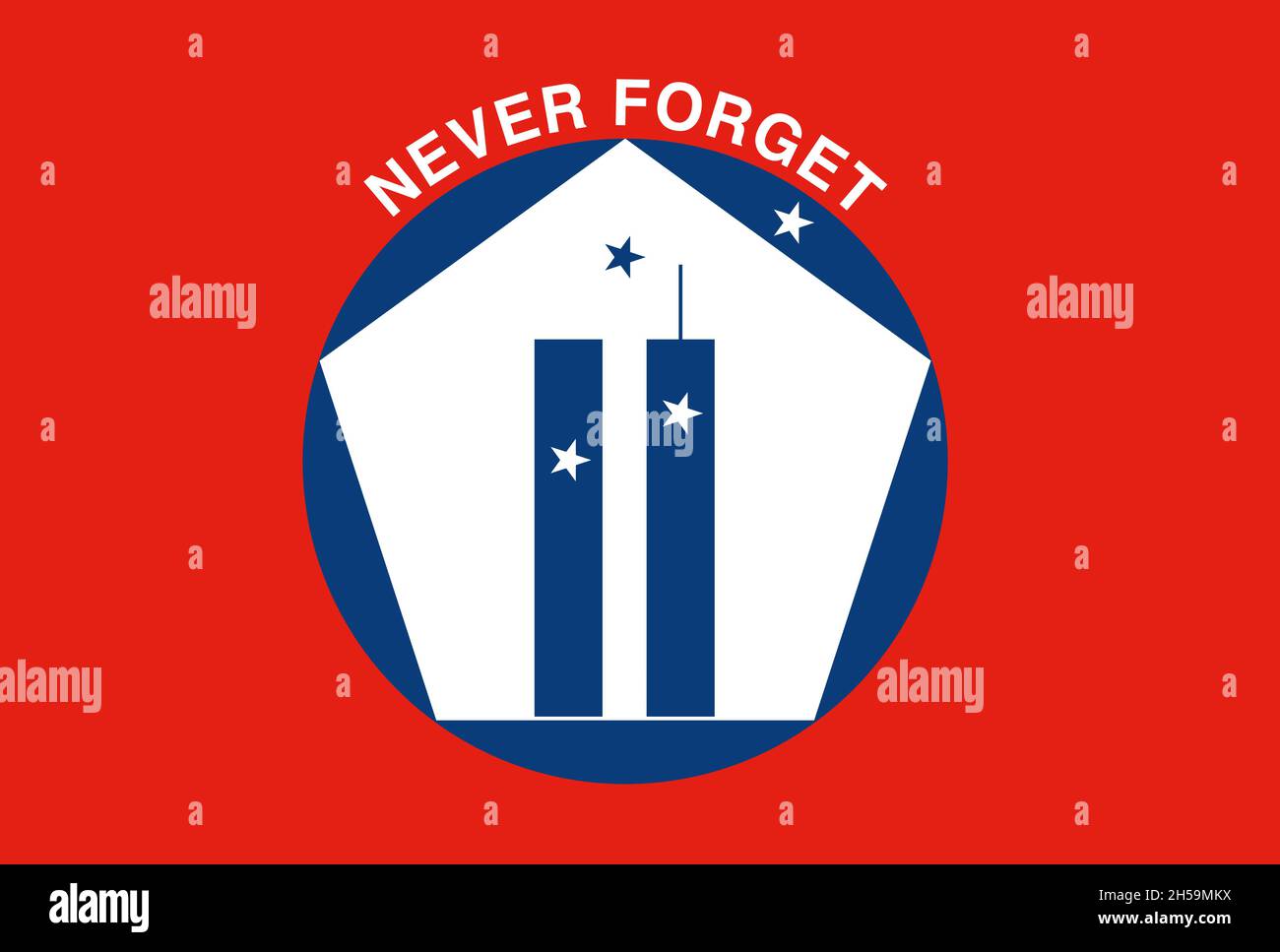 Vergessen Sie nie die Gedenkflagge für WTC, New York, USA, Vektorgrafik Stock Vektor