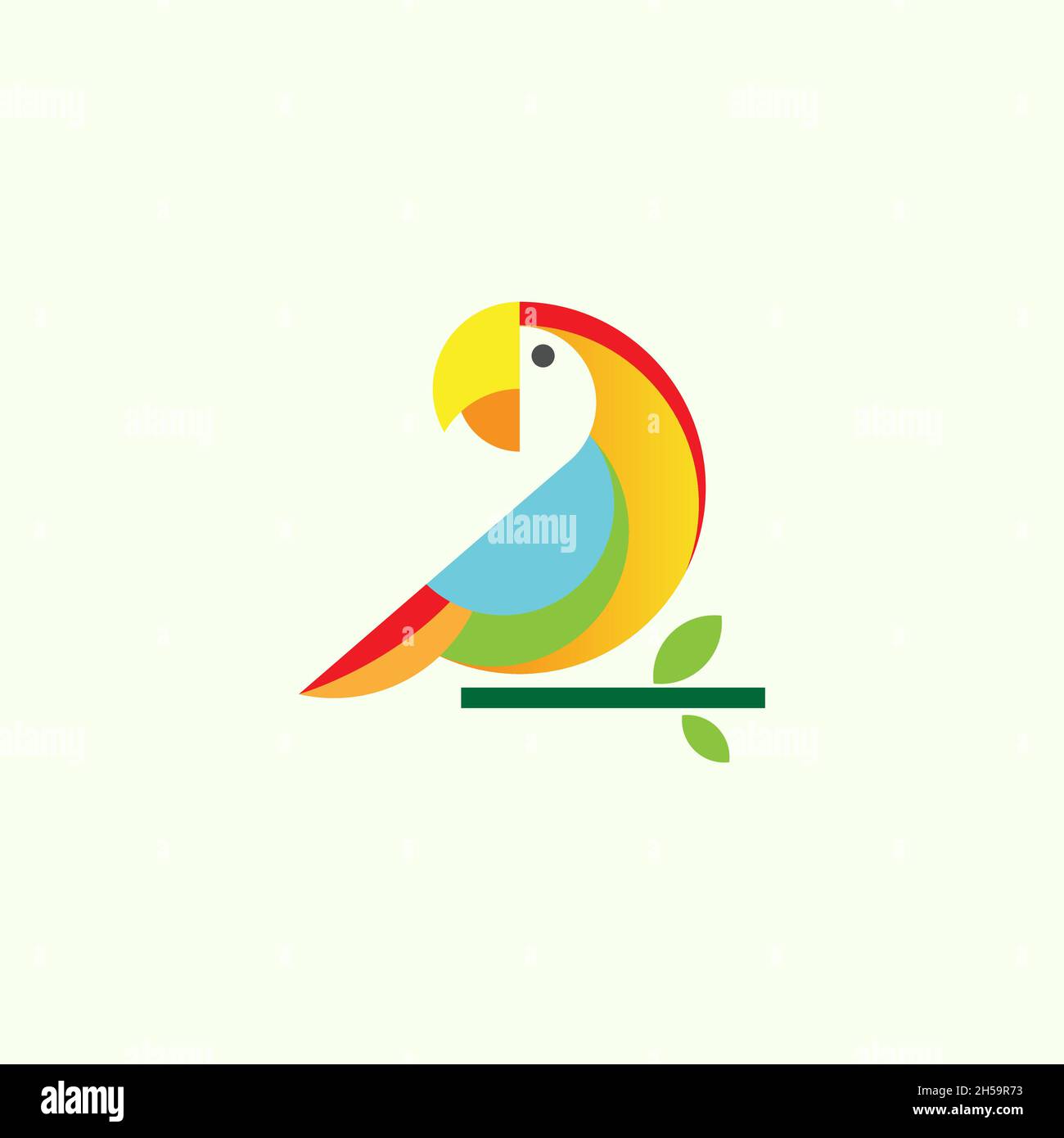 Papageienvögel-Logo, mit einem einfachen und minimalistischen Formkonzept. Stock Vektor