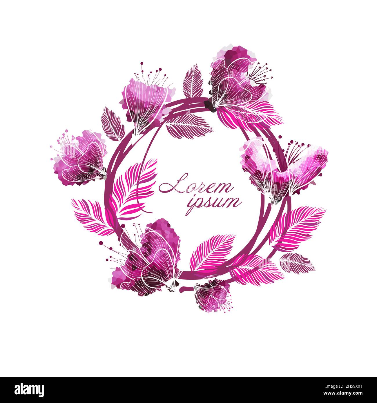 Ein Kranz aus rosa Blumen. Vektorgrafik Stock Vektor