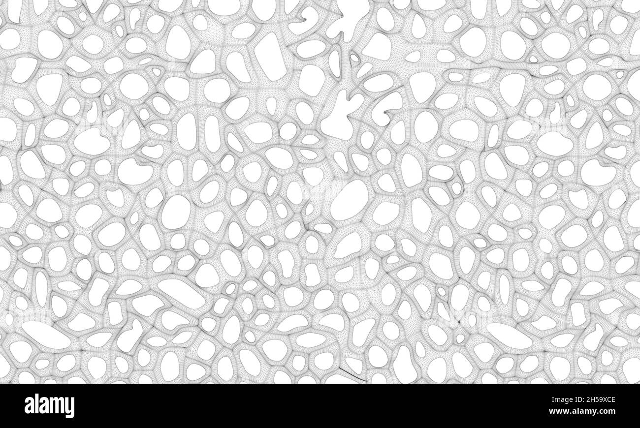 Hintergrund mit Drahtgloberfläche mit kleinen Löchern von schwarzen Linien auf weißem Hintergrund isoliert bedeckt. 3D. Vektorgrafik Stock Vektor