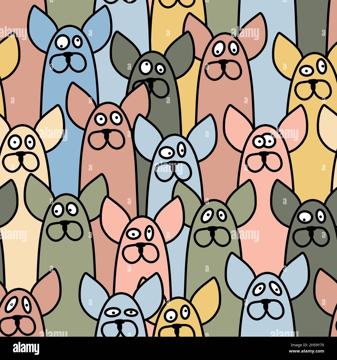 Nahtloses Muster mit Hunden für Stoffe, Textilien und Bettwäsche Stockfoto