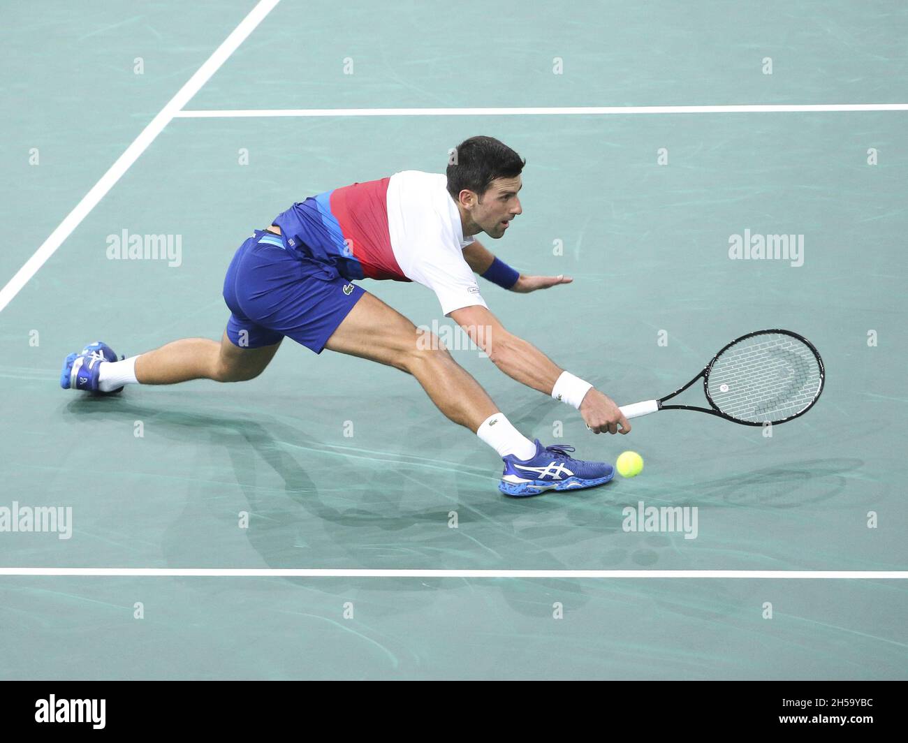 Novak Djokovic aus Serbien beim Rolex Paris Masters 2021 Final, einem ATP Masters 1000 Tennisturnier am 7. November 2021 in der Accor Arena in Paris, Frankreich - Foto: Jean Catuffe/DPPI/LiveMedia Stockfoto