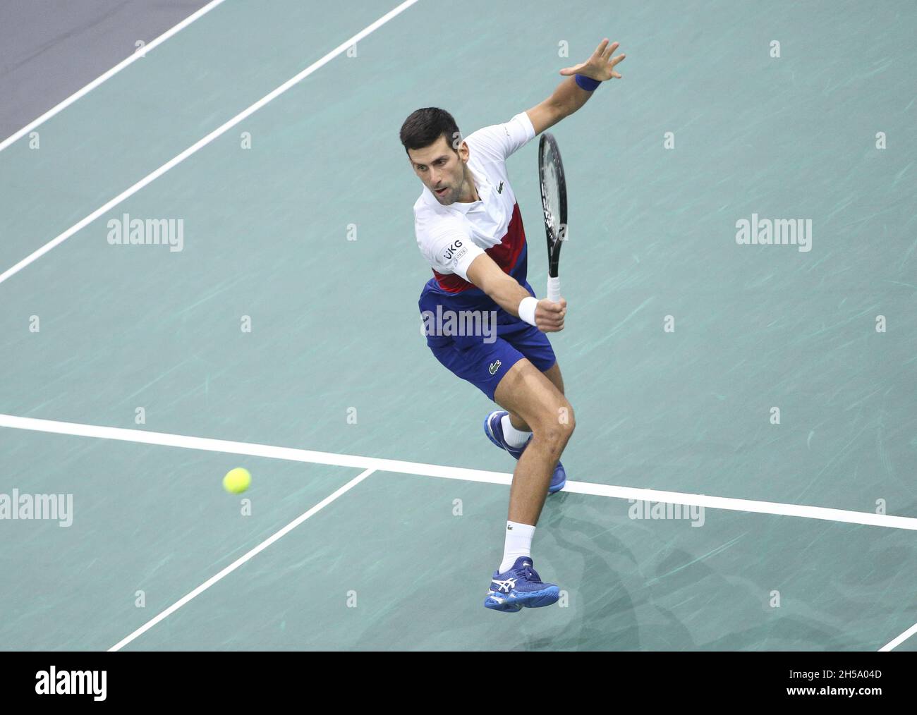 Novak Djokovic aus Serbien beim Rolex Paris Masters 2021 Final, einem ATP Masters 1000 Tennisturnier am 7. November 2021 in der Accor Arena in Paris, Frankreich - Foto: Jean Catuffe/DPPI/LiveMedia Stockfoto
