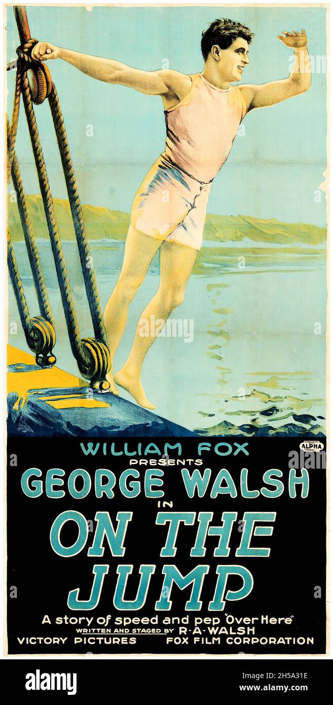 Vintage Filmplakat: On the Jump (Fox, 1918) feat. George Walsh. Stockfoto Vintage Filmplakat: On the Jump (Fox, 1918) feat. George Walsh. Stockfoto
