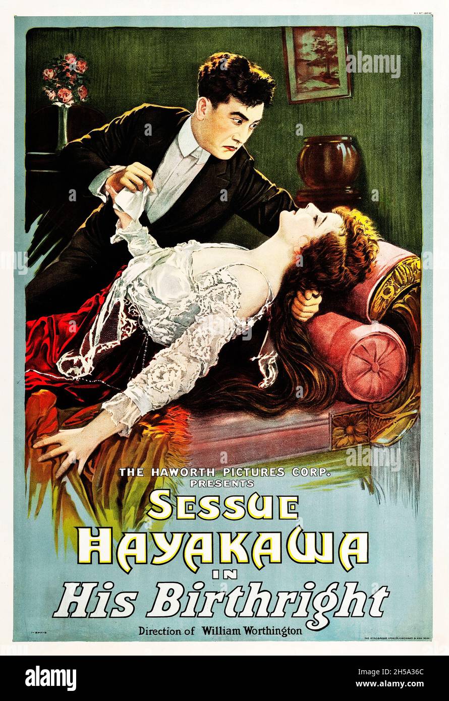 Vintage Filmplakat: Sein Geburtsrecht (Haworth Picturs Corp., 1918) feat Sessue Hayakawa. Stockfoto
