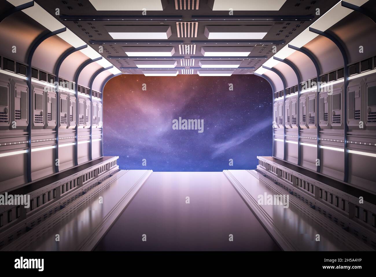 3d-Rendering Space Shuttle Innenraum oder Raumschiff Kabine innen Stockfoto